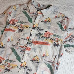 Tommy Hilfiger Mens‎ Medium Hawaiian Shirt Surf Print Short Sleeve Button Up